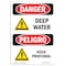 Signmission Safety Sign, OSHA Danger, 10" Height, Deep Water, Bilingual Spanish OS-DS-D-710-VS-1116 - alternate 1